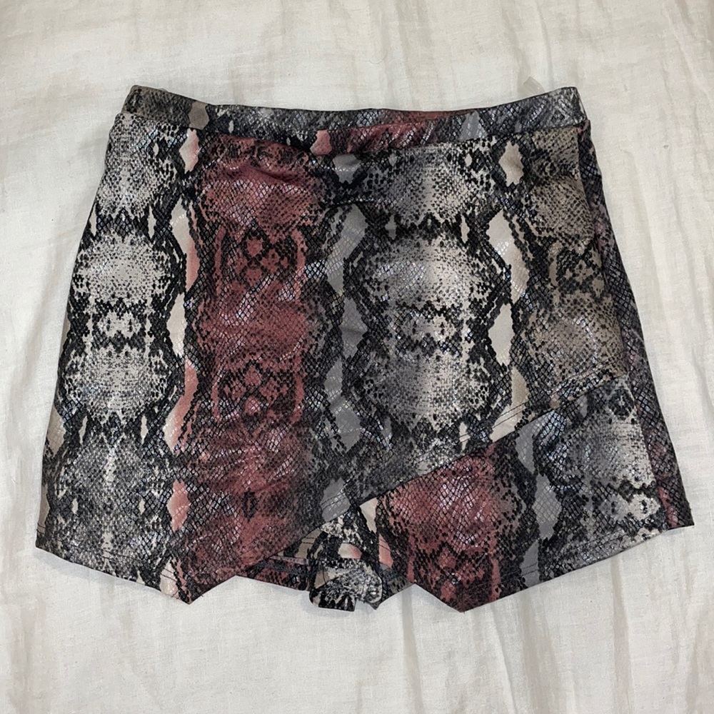 Leather Snake print Skater Skort